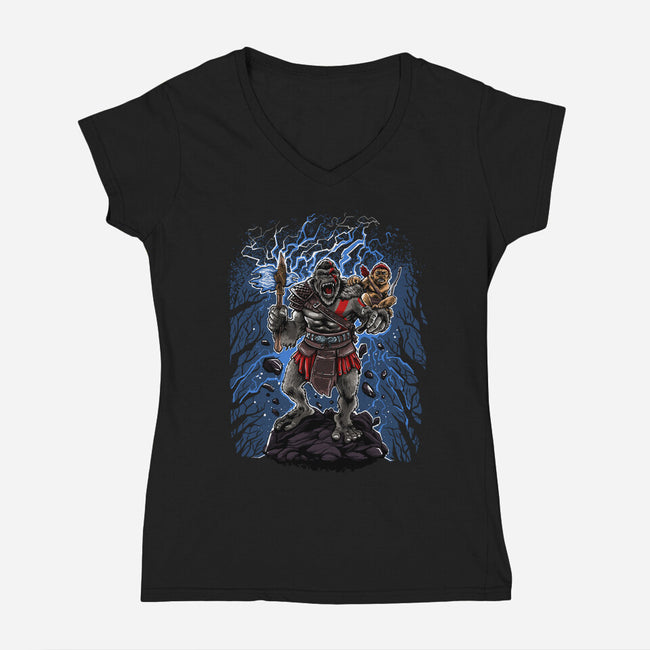 King Of War-Womens-V-Neck-Tee-zascanauta