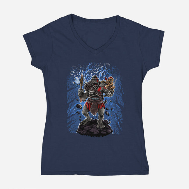 King Of War-Womens-V-Neck-Tee-zascanauta