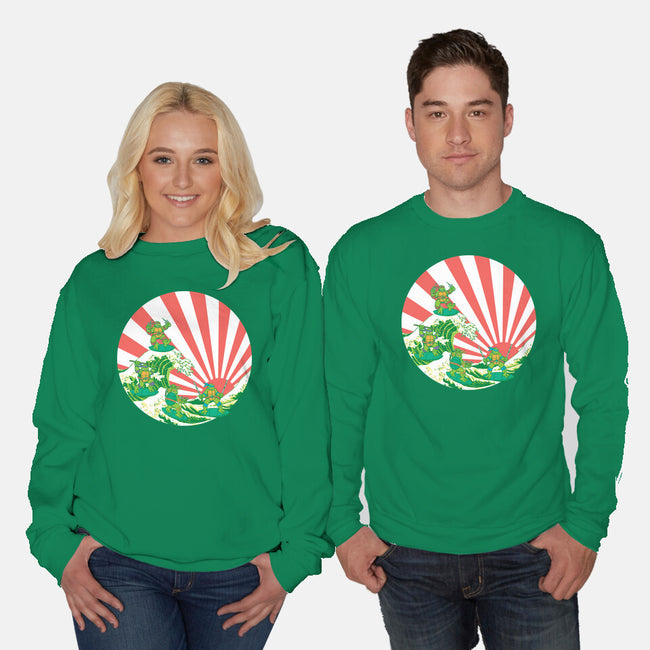 The Great Wave Of Cowabunga-Unisex-Crew Neck-Sweatshirt-dalethesk8er