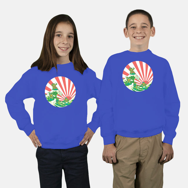 The Great Wave Of Cowabunga-Youth-Crew Neck-Sweatshirt-dalethesk8er