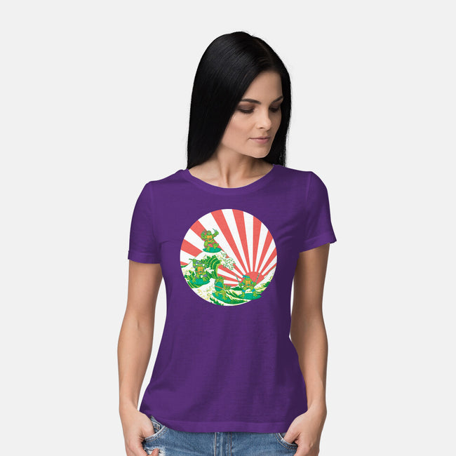 The Great Wave Of Cowabunga-Womens-Basic-Tee-dalethesk8er