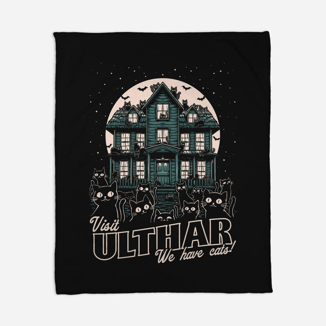 Cats Visit Ulthar-None-Fleece-Blanket-Studio Mootant