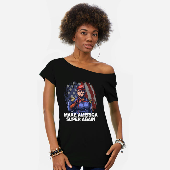 Make America Super Again-Womens-Off Shoulder-Tee-zascanauta