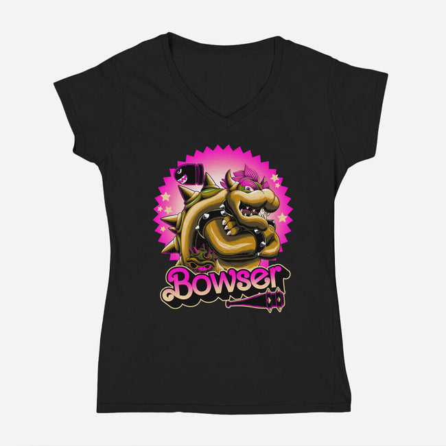 Bowser Doll-Womens-V-Neck-Tee-rmatix