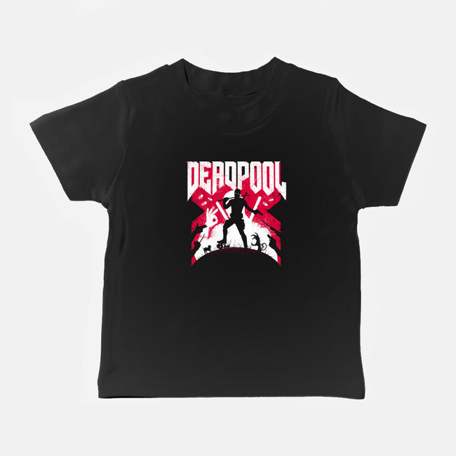 Deadpool Doom-Baby-Basic-Tee-rocketman_art