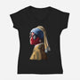 Hero With A Pearl Earring-Womens-V-Neck-Tee-daobiwan