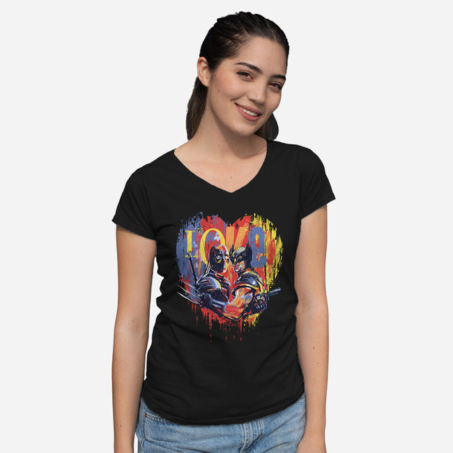 Mutant BFFs-Womens-V-Neck-Tee-zascanauta