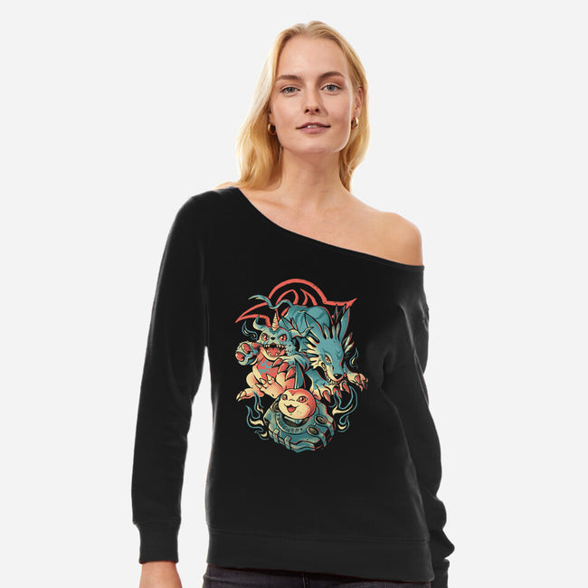 Digital Wolf Evolution-Womens-Off Shoulder-Sweatshirt-Arigatees