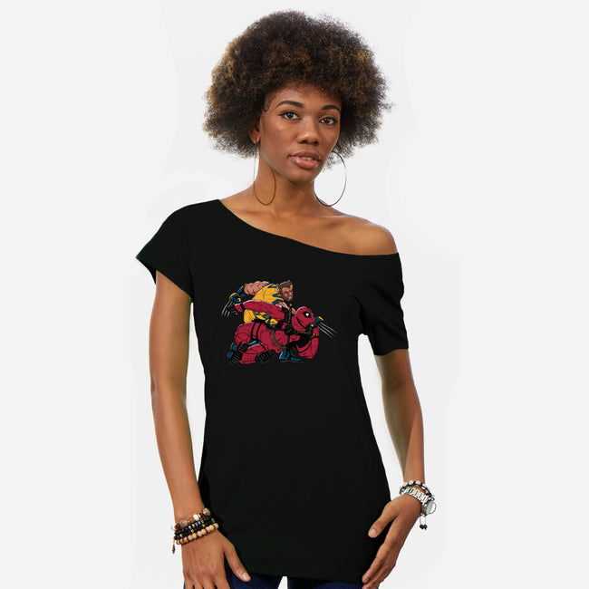 Best Friends Fight-Womens-Off Shoulder-Tee-Getsousa!