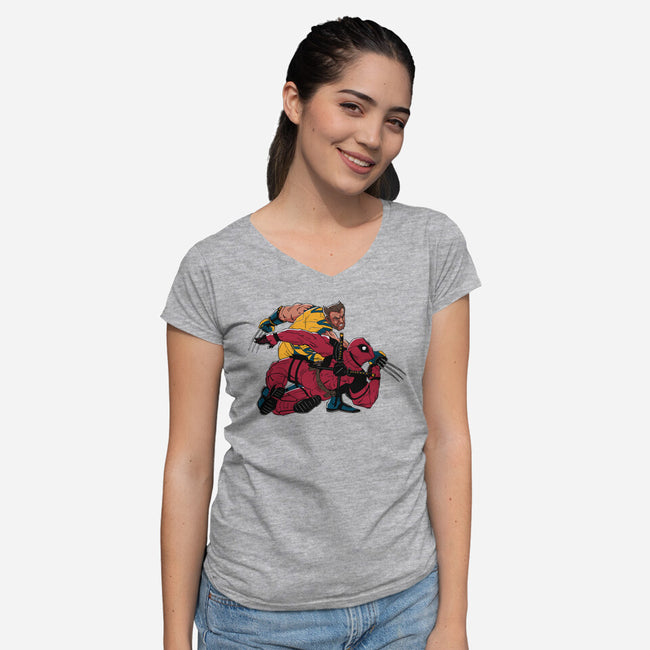 Best Friends Fight-Womens-V-Neck-Tee-Getsousa!