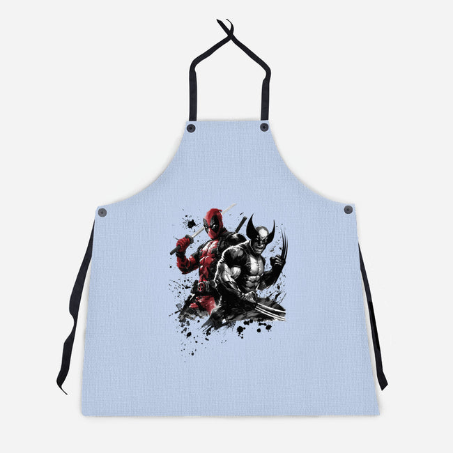 Claws And Katanas-Unisex-Kitchen-Apron-DrMonekers