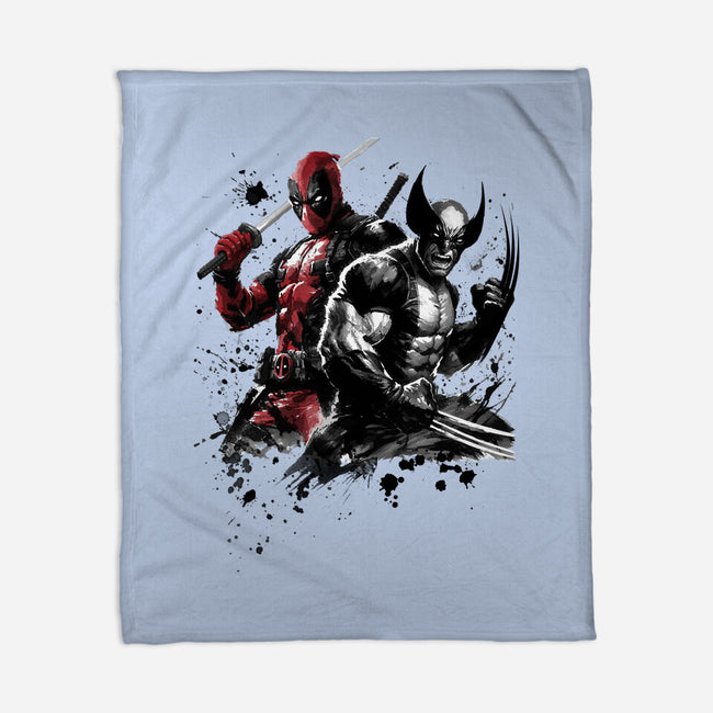 Claws And Katanas-None-Fleece-Blanket-DrMonekers