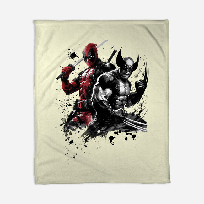 Claws And Katanas-None-Fleece-Blanket-DrMonekers