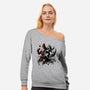 Claws And Katanas-Womens-Off Shoulder-Sweatshirt-DrMonekers