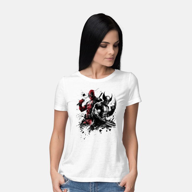 Claws And Katanas-Womens-Basic-Tee-DrMonekers