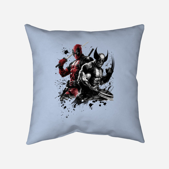 Claws And Katanas-None-Removable Cover-Throw Pillow-DrMonekers