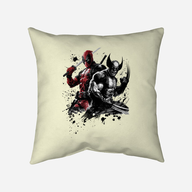 Claws And Katanas-None-Removable Cover-Throw Pillow-DrMonekers