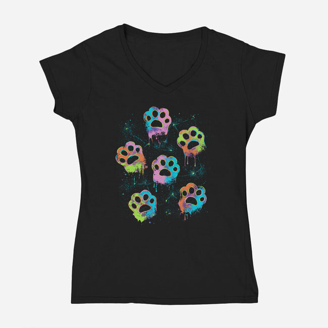 Nebula Paws-Womens-V-Neck-Tee-IKILO