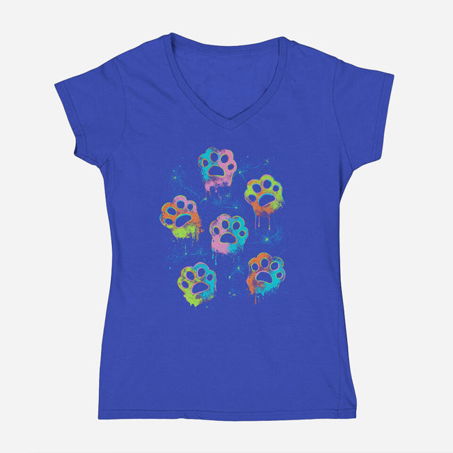 Nebula Paws-Womens-V-Neck-Tee-IKILO