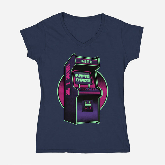 Arcade Life Over-Womens-V-Neck-Tee-Studio Mootant