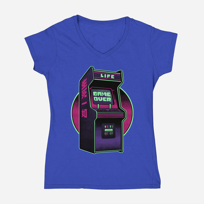 Arcade Life Over-Womens-V-Neck-Tee-Studio Mootant