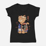 X-Ray Kaiju Cat-Womens-V-Neck-Tee-vp021