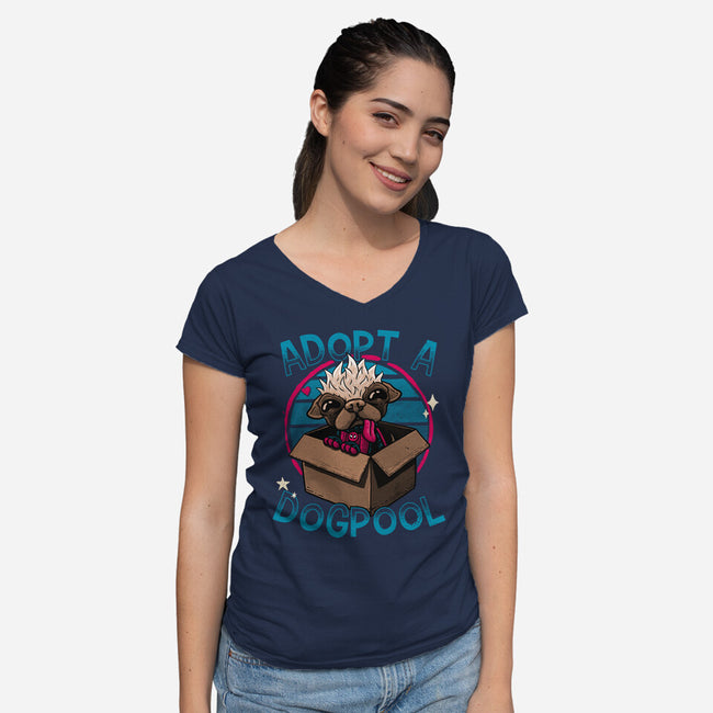 Adopt A Dogpool-Womens-V-Neck-Tee-teesgeex