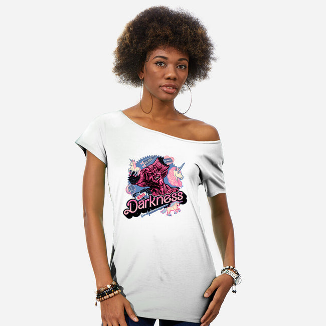 All Hail The Darkness-Womens-Off Shoulder-Tee-glitchygorilla