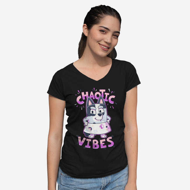 Chaotic Vibes-Womens-V-Neck-Tee-Geekydog