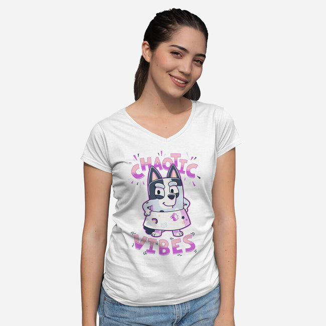 Chaotic Vibes-Womens-V-Neck-Tee-Geekydog