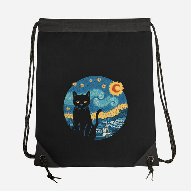 Purrfect Starry Cat-None-Drawstring-Bag-vp021