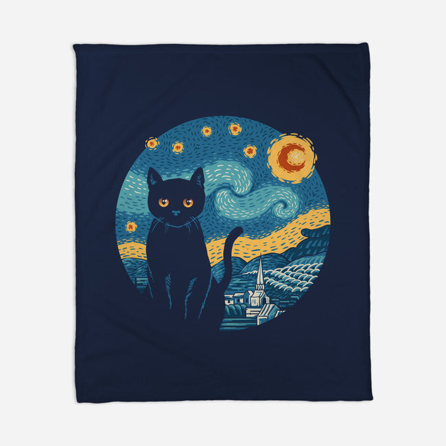 Purrfect Starry Cat-None-Fleece-Blanket-vp021