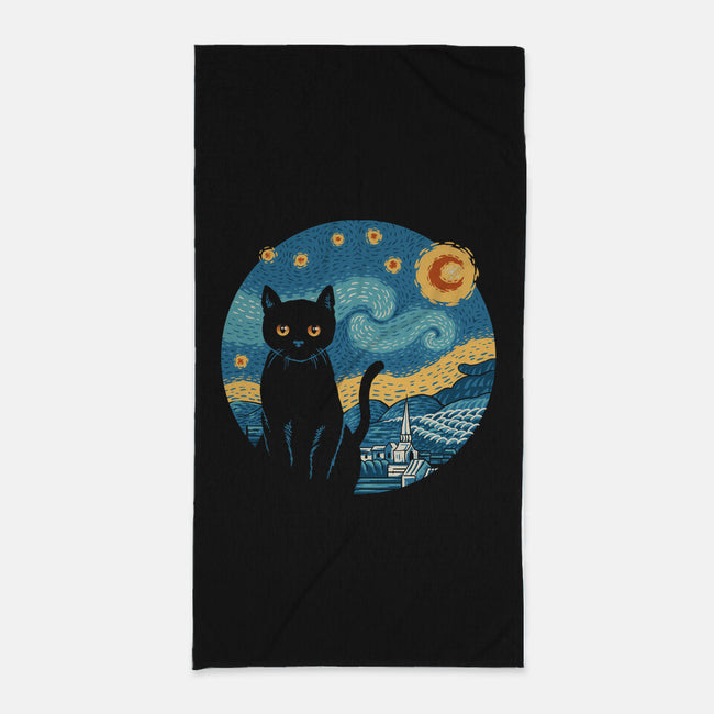 Purrfect Starry Cat-None-Beach-Towel-vp021