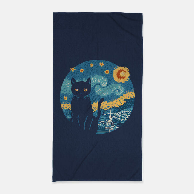 Purrfect Starry Cat-None-Beach-Towel-vp021