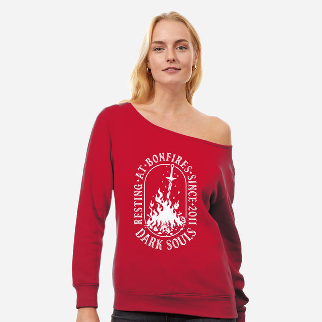 Resting At Bonfires-Womens-Off Shoulder-Sweatshirt-demonigote