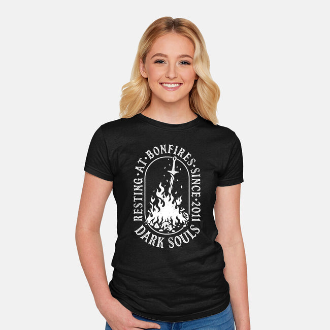 Resting At Bonfires-Womens-Fitted-Tee-demonigote