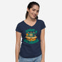 Adopt A Catsaurus-Womens-V-Neck-Tee-worlddominationforcats