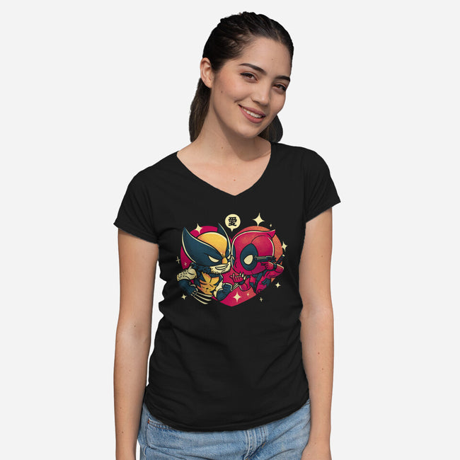 Mutant Love-Womens-V-Neck-Tee-estudiofitas