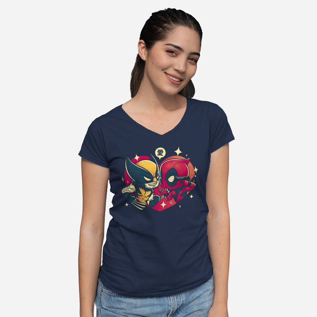 Mutant Love-Womens-V-Neck-Tee-estudiofitas