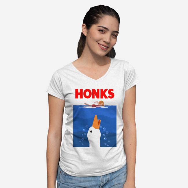 HONKS-Womens-V-Neck-Tee-demonigote