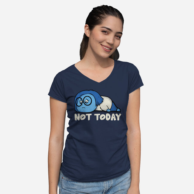 Sad Today-Womens-V-Neck-Tee-turborat14