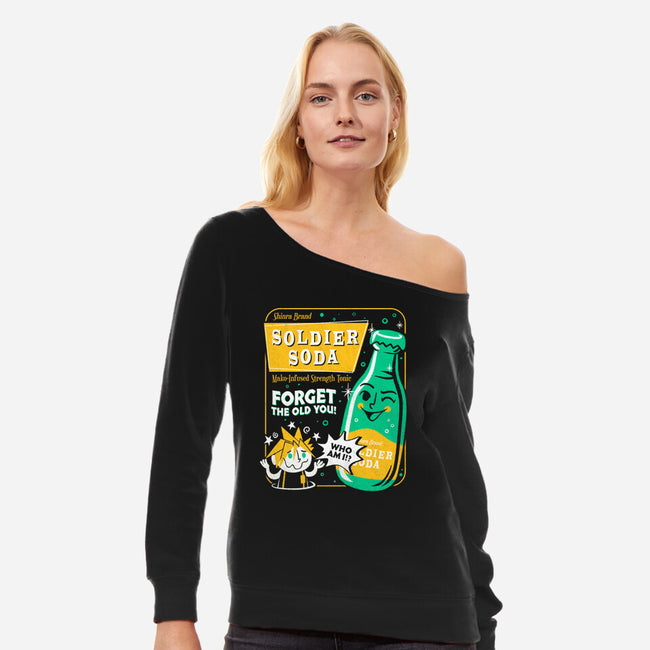 Soldier Soda-Womens-Off Shoulder-Sweatshirt-Aarons Art Room