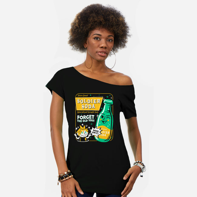 Soldier Soda-Womens-Off Shoulder-Tee-Aarons Art Room