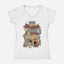 Cat Cafe-Womens-V-Neck-Tee-vp021