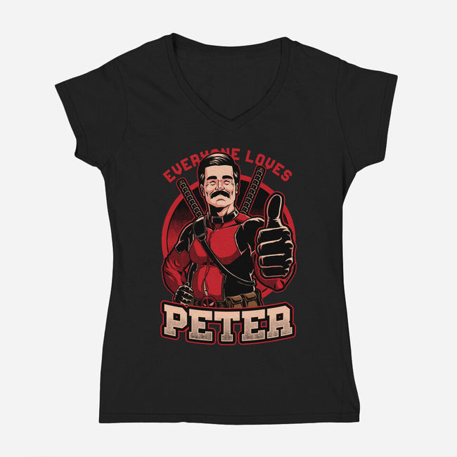 Peter Love Dead Hero-Womens-V-Neck-Tee-Studio Mootant