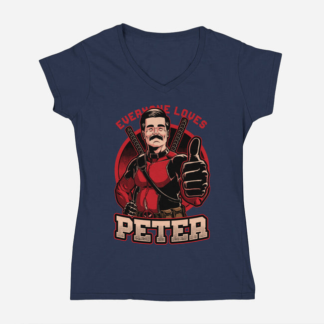 Peter Love Dead Hero-Womens-V-Neck-Tee-Studio Mootant