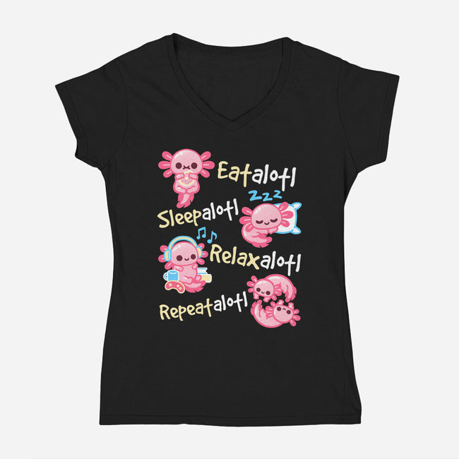 Axolotl Simple Life-Womens-V-Neck-Tee-NemiMakeit