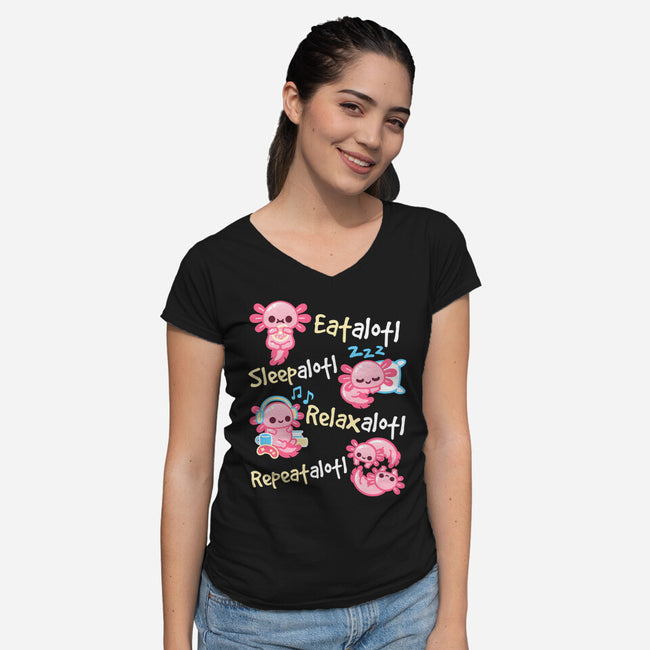 Axolotl Simple Life-Womens-V-Neck-Tee-NemiMakeit