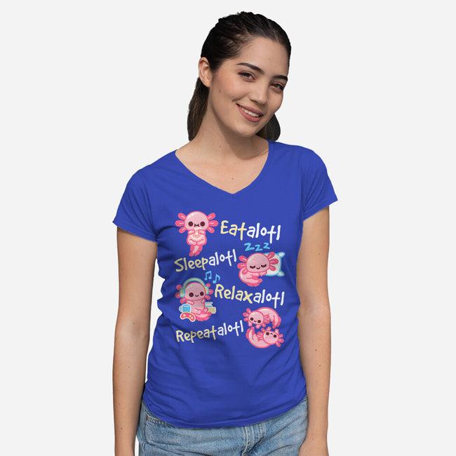 Axolotl Simple Life-Womens-V-Neck-Tee-NemiMakeit