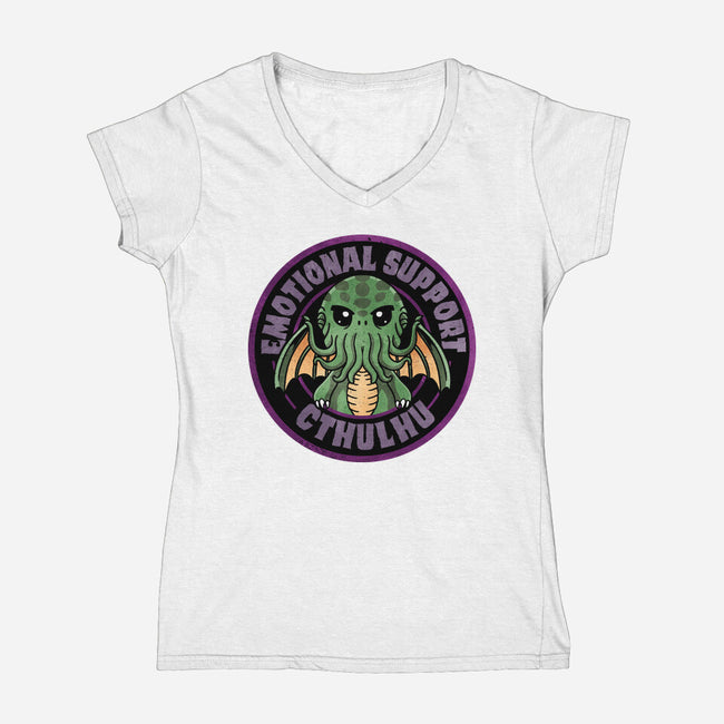 Emotional Support Cthulhu-Womens-V-Neck-Tee-fanfreak1